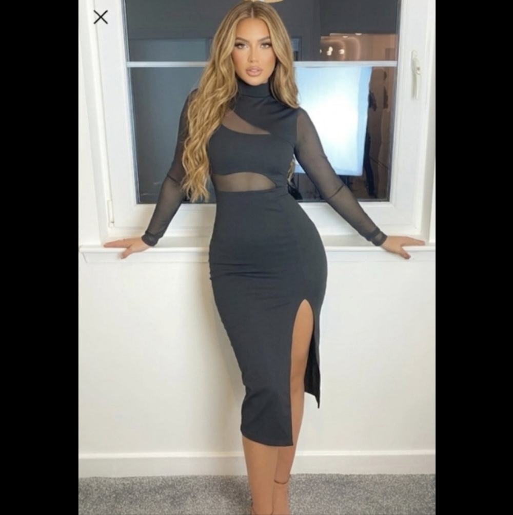Black Mesh Sleeve Dress